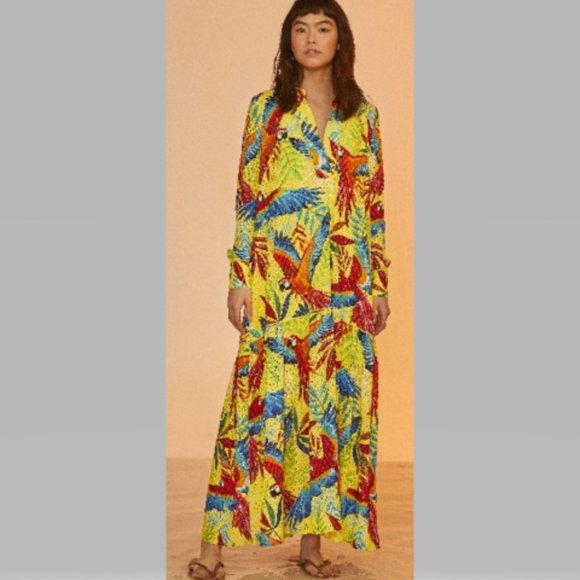 Farm Rio Macaw Leaf Maxi Dress size S - Picture 3 of 12